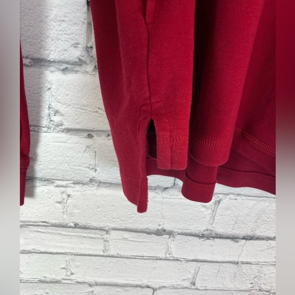 Lacoste Vintage Oversized Red Quarter Zip Sweatshirt Hoodie Pockets Size Medium - Picture 5 of 10